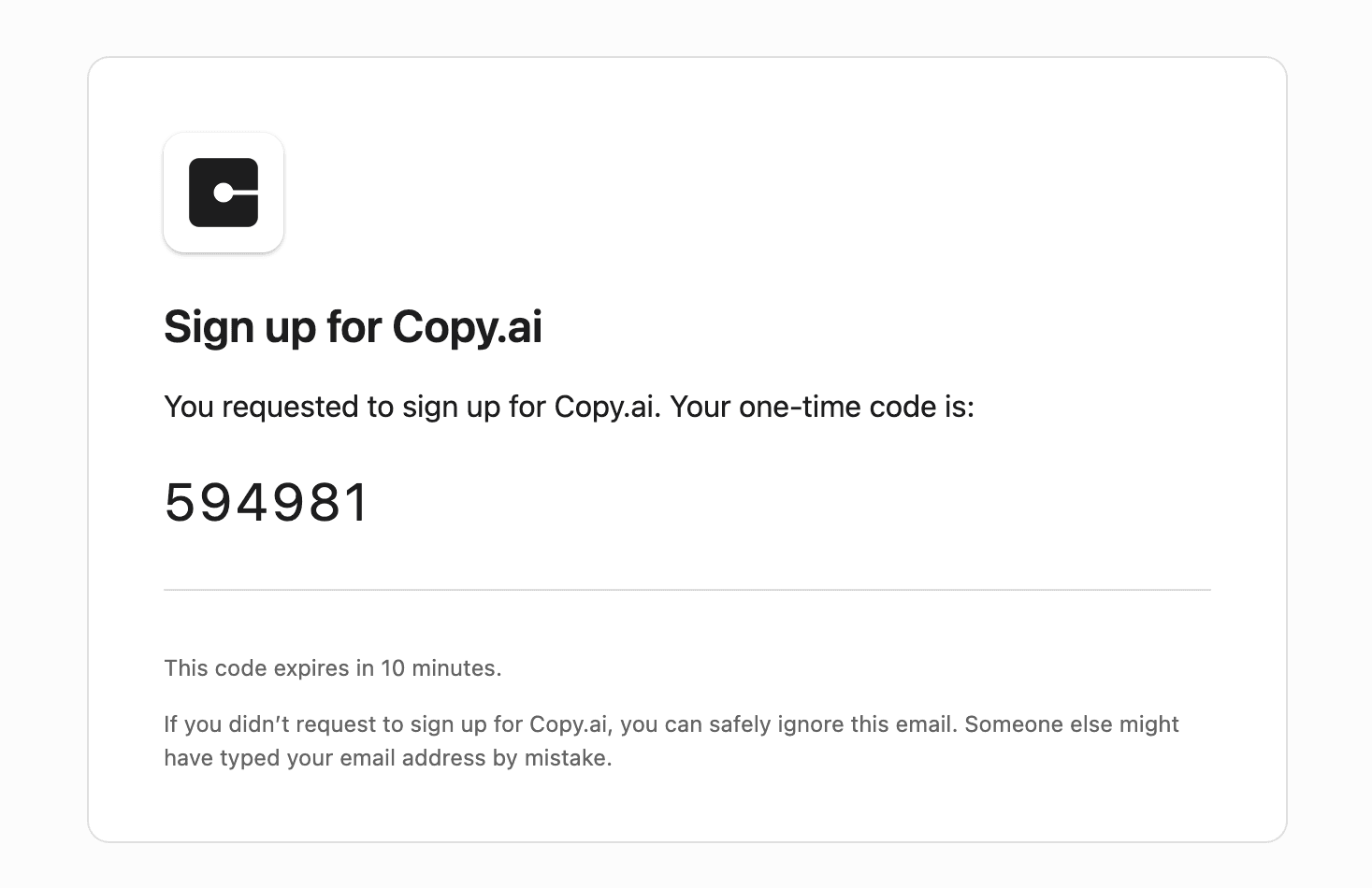 Screenshot of Sign up for Copy.ai