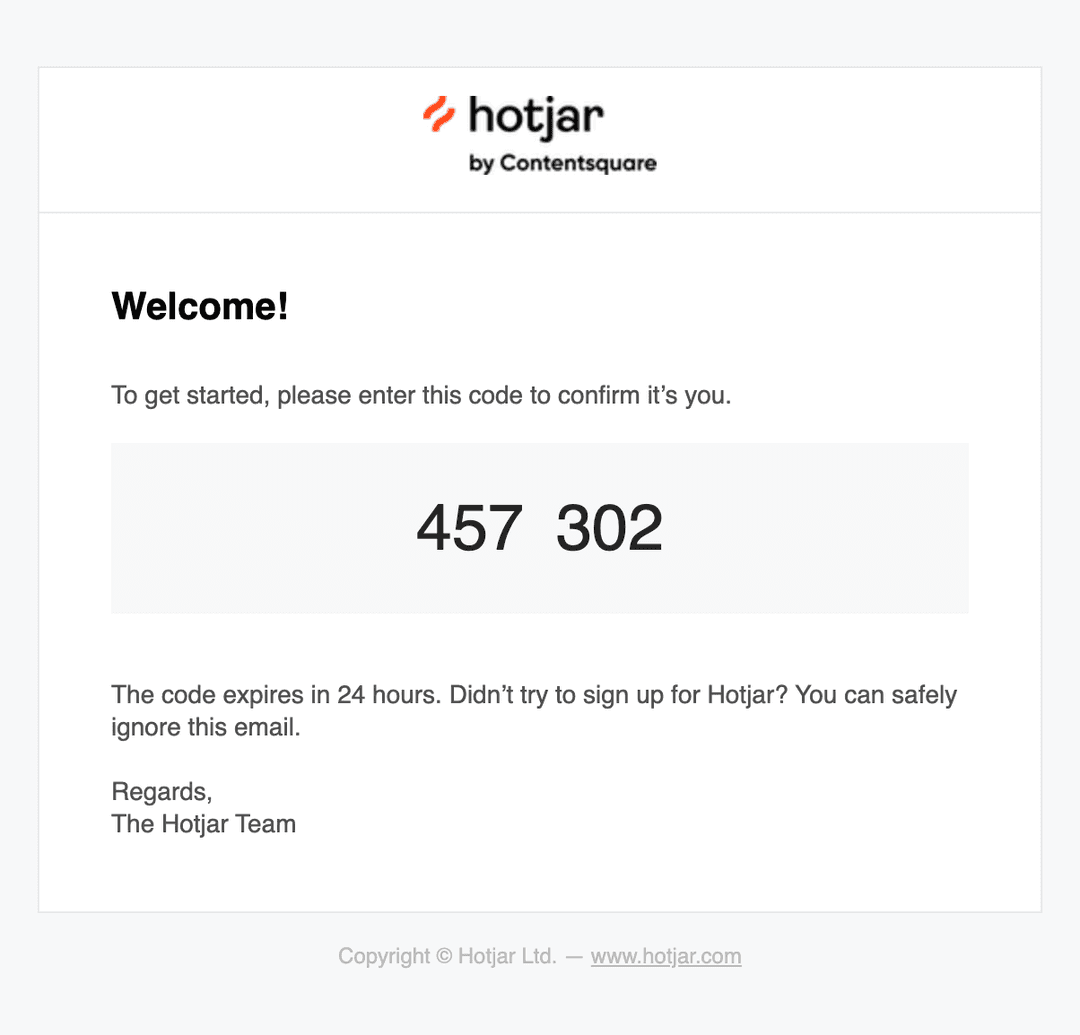 Email screenshot from Hotjar