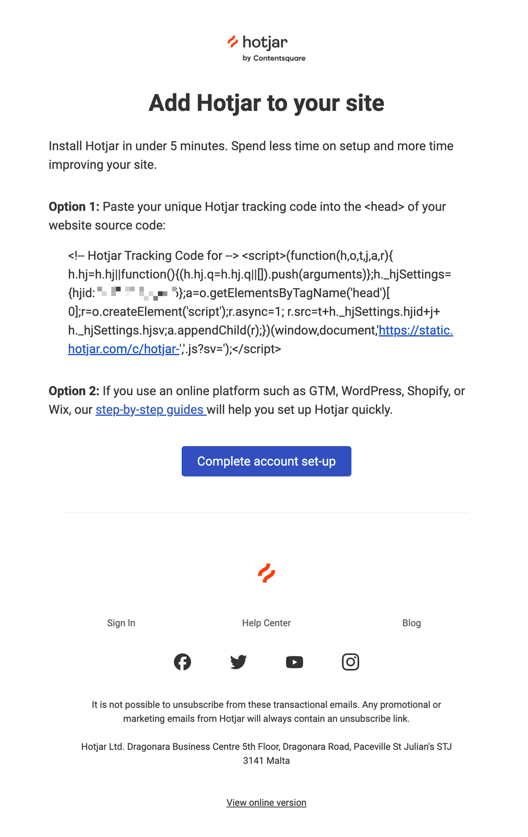 Email screenshot from Hotjar