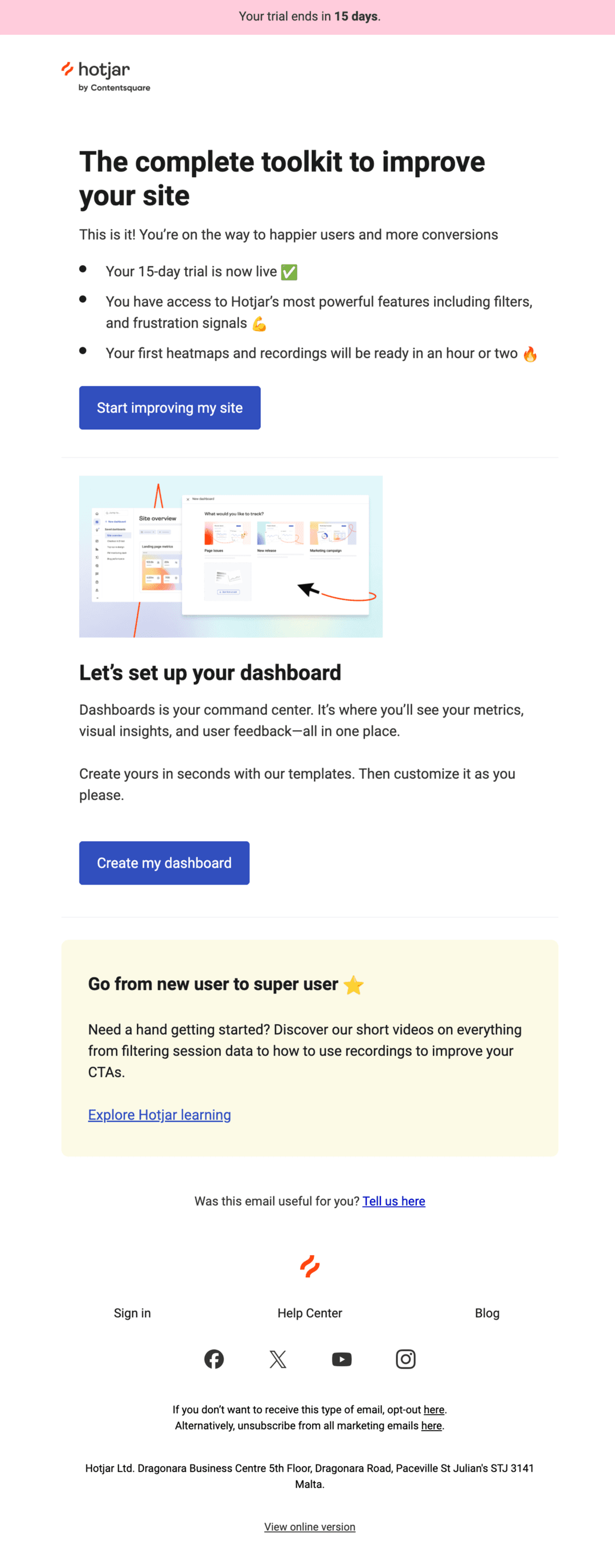 Email screenshot from Hotjar