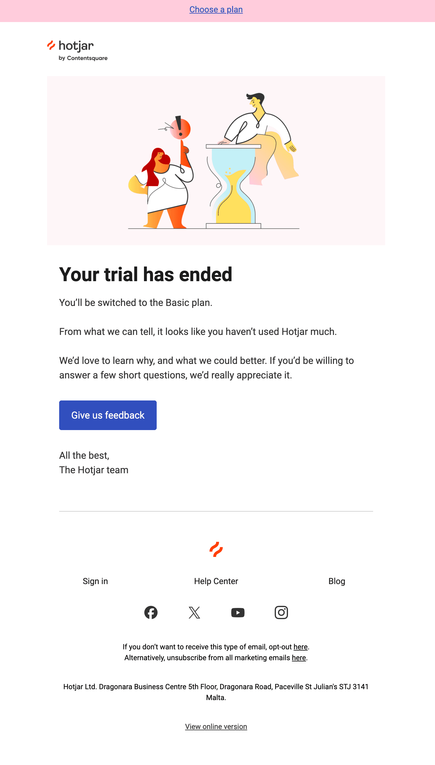 Screenshot of Your trial has ended