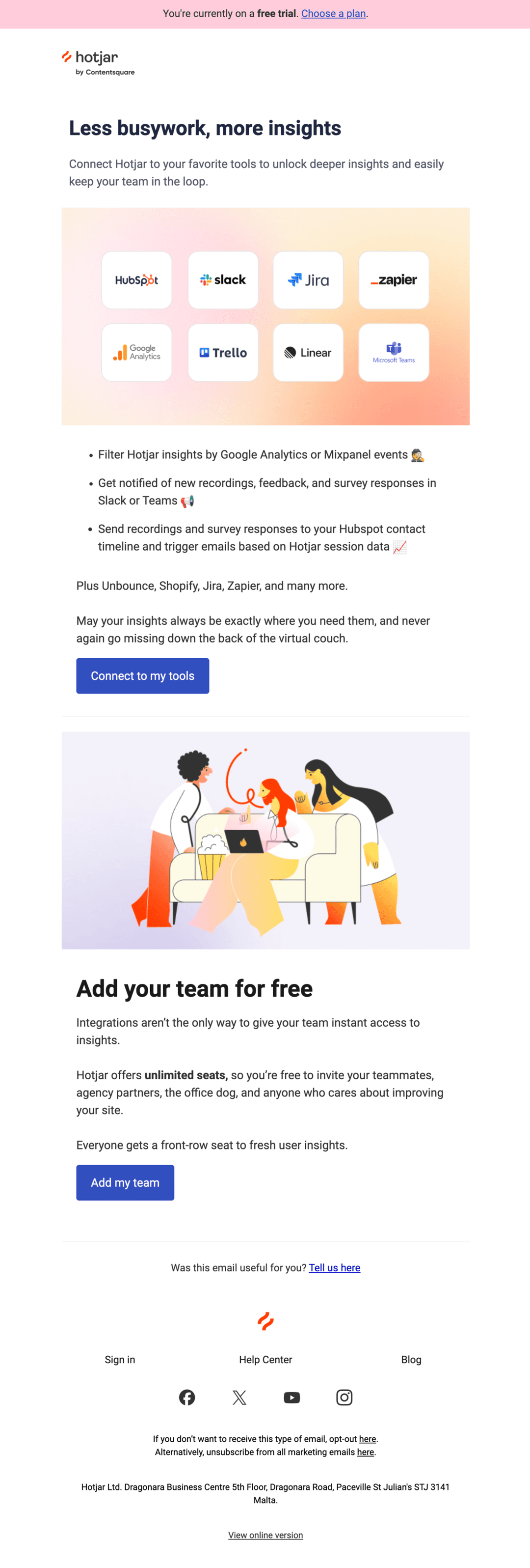 Email screenshot from Hotjar