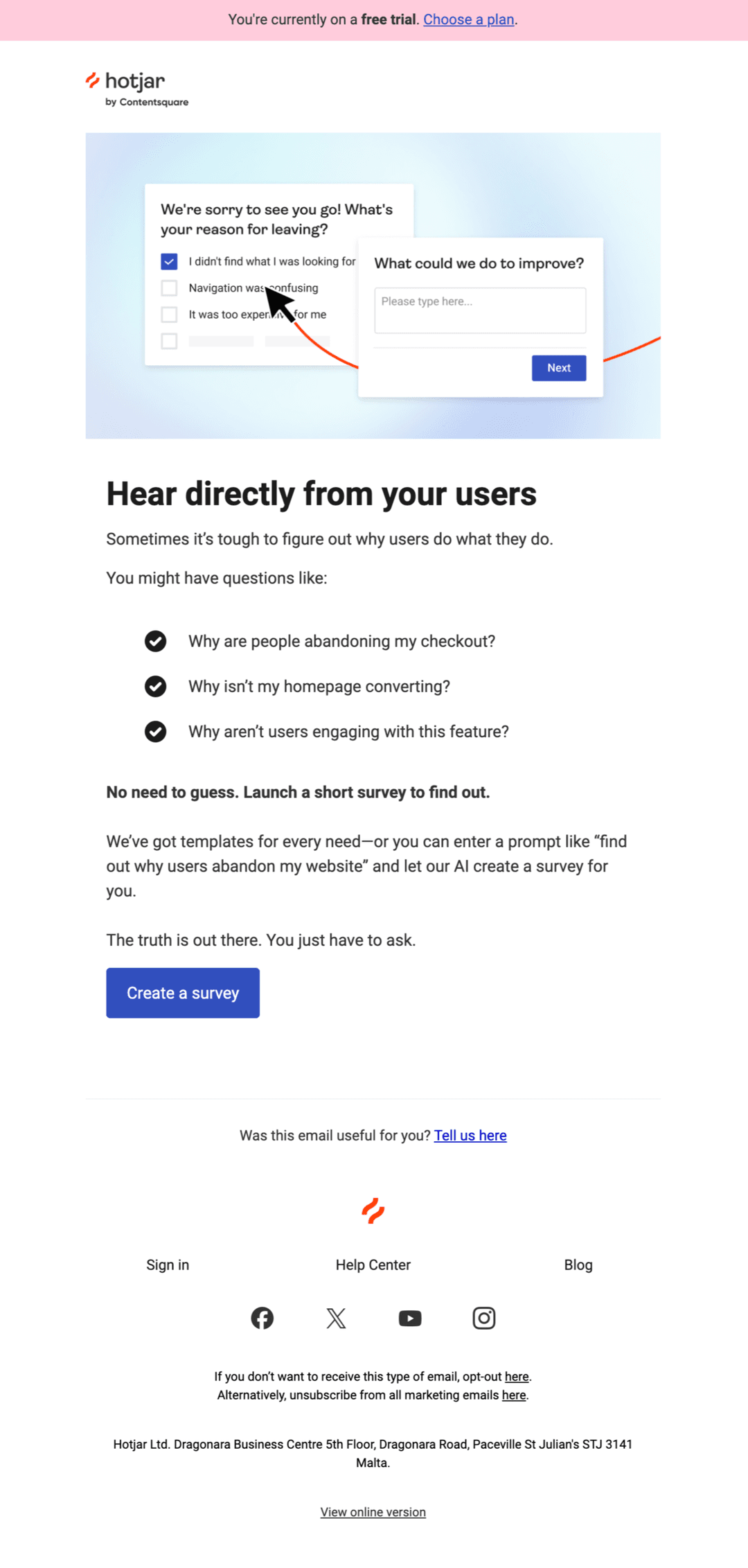 Email screenshot from Hotjar