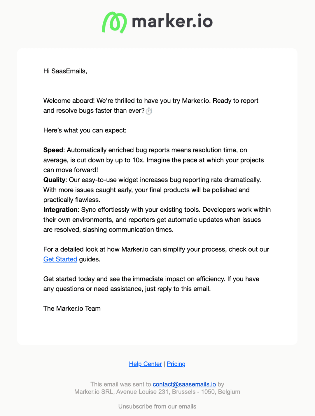Email screenshot from Marker.io