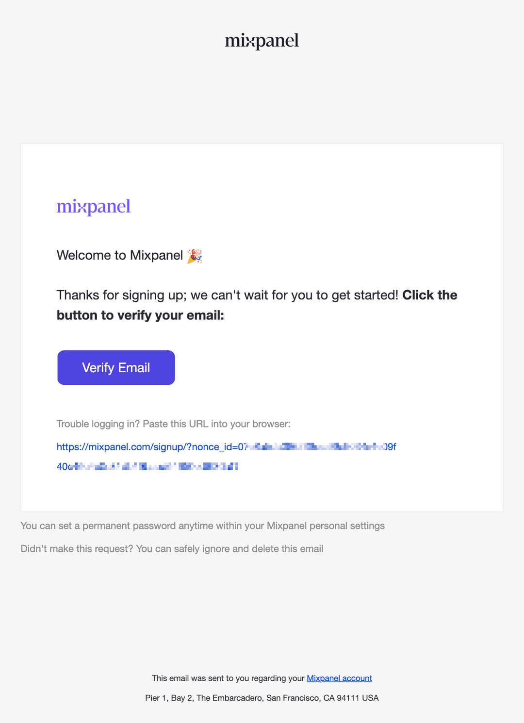 Email screenshot from Mixpanel