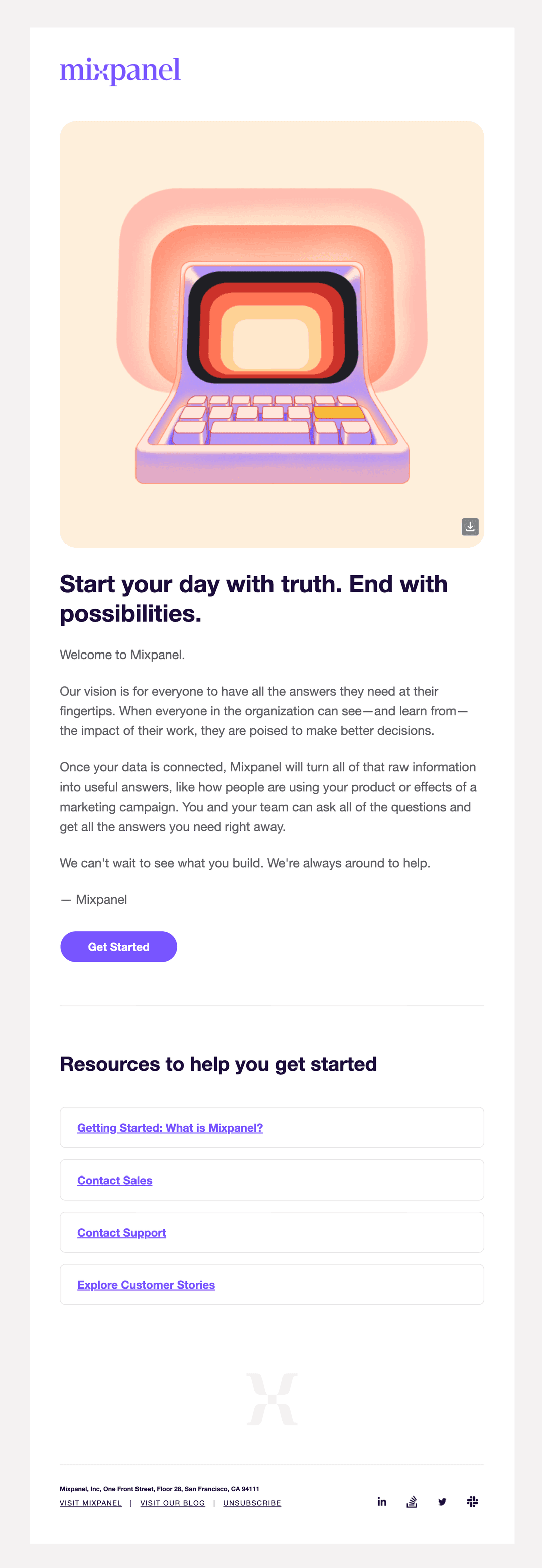 Email screenshot from Mixpanel