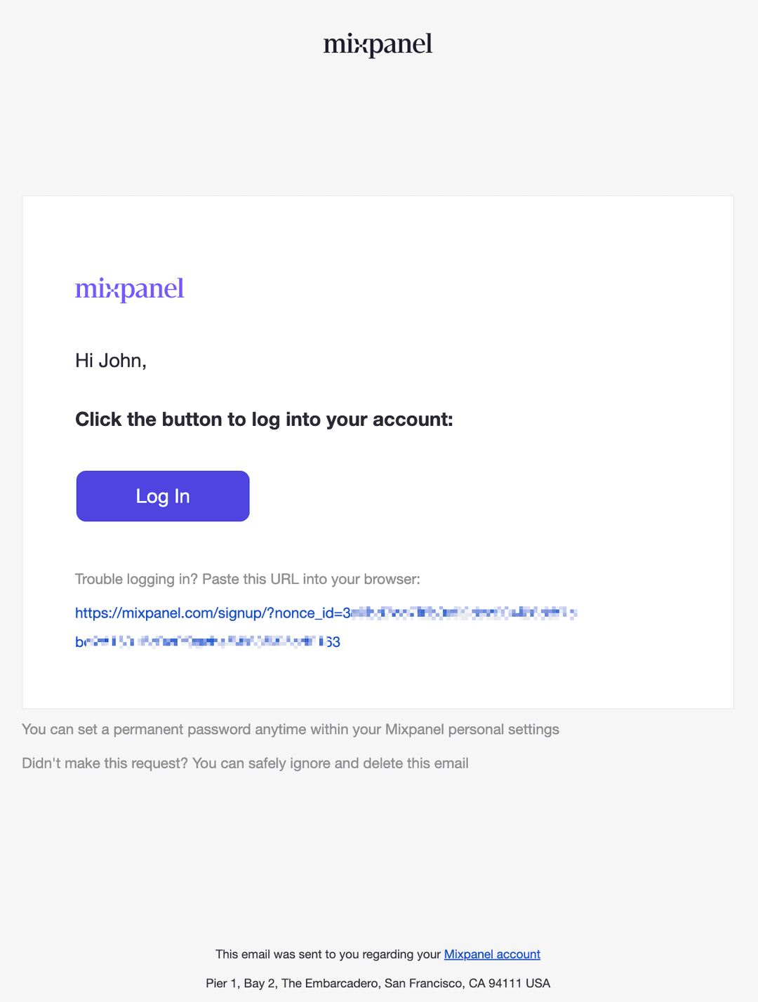 Email screenshot from Mixpanel