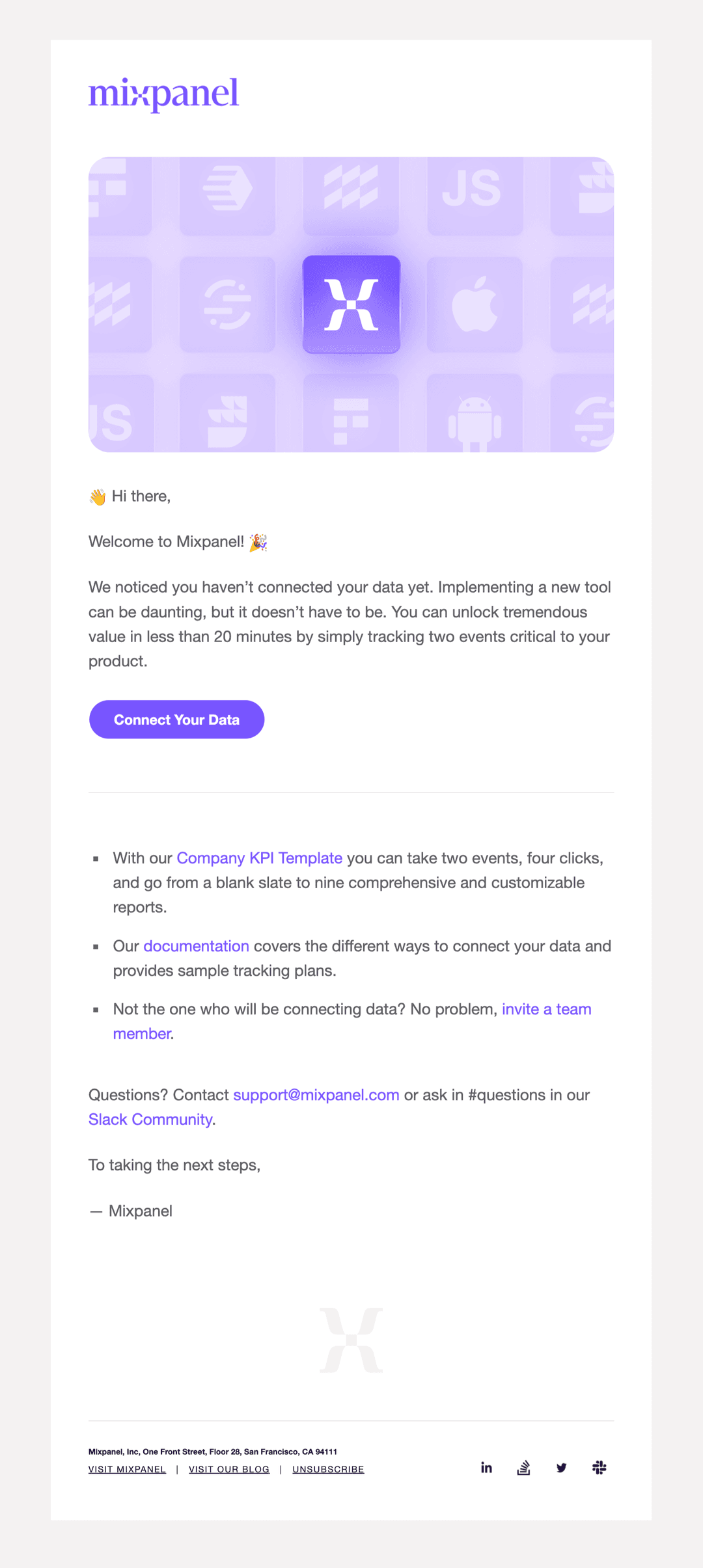 Email screenshot from Mixpanel