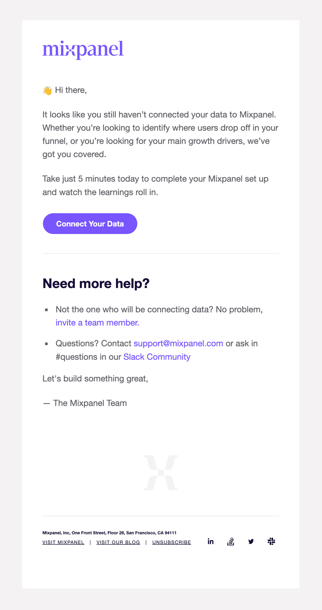 Email screenshot from Mixpanel