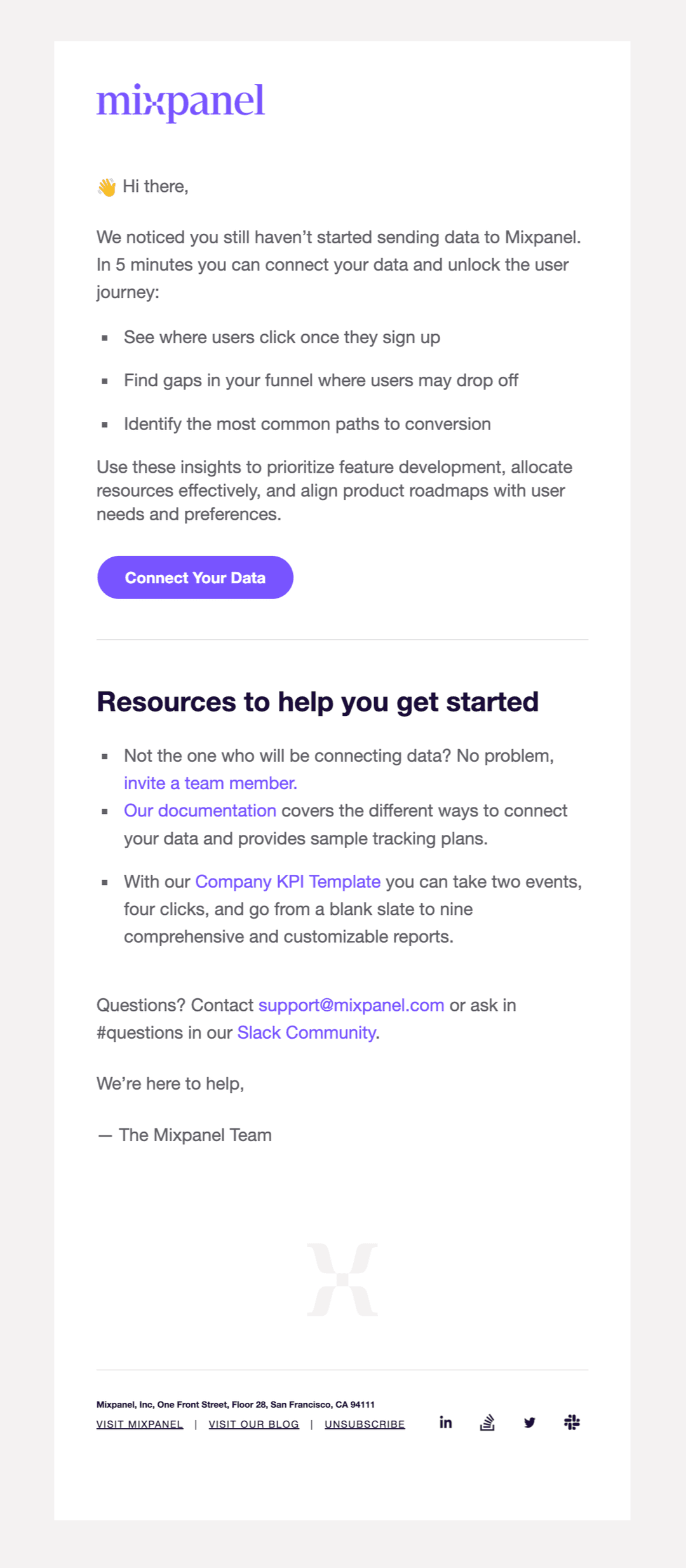 Email screenshot from Mixpanel