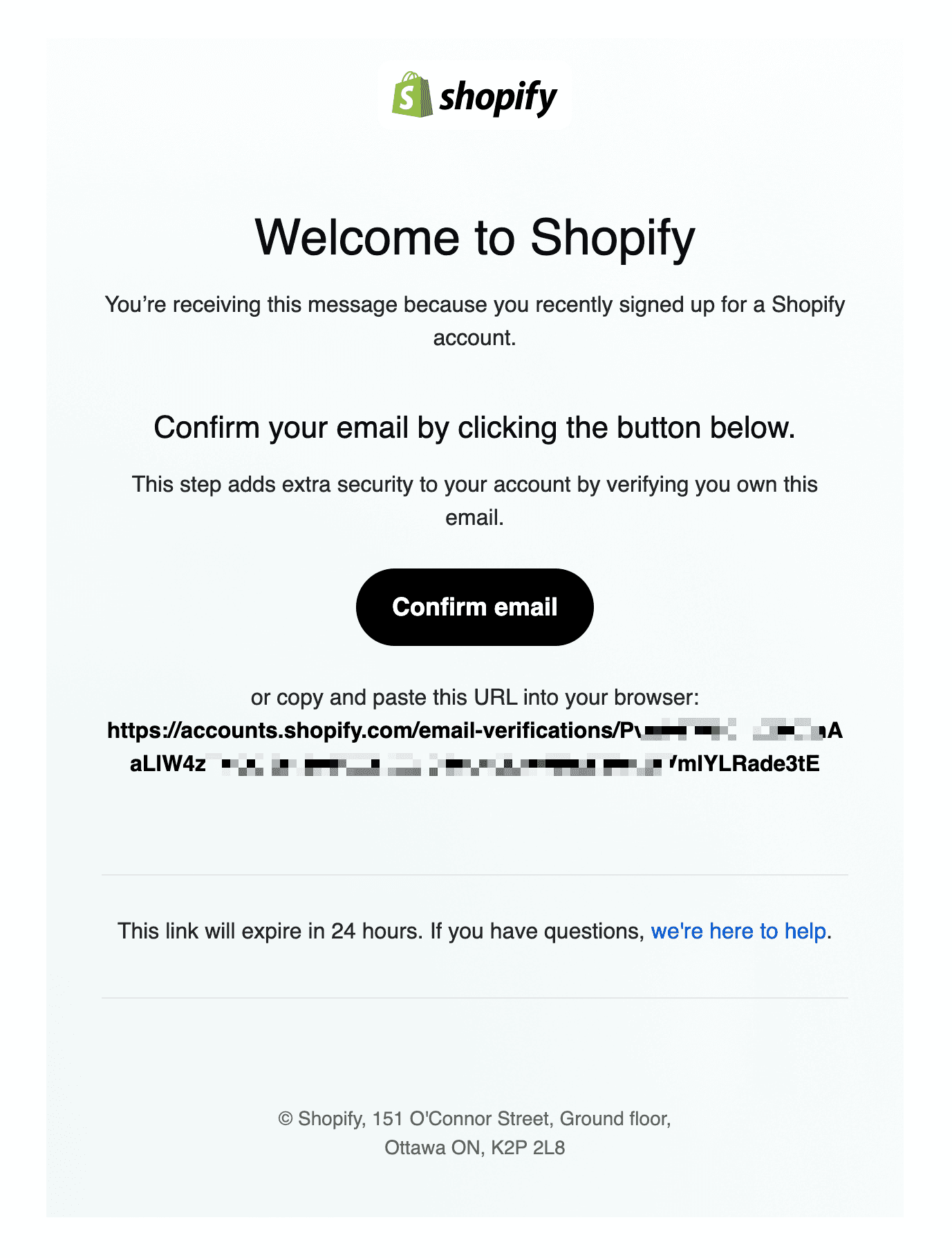 Screenshot of Verify your email address