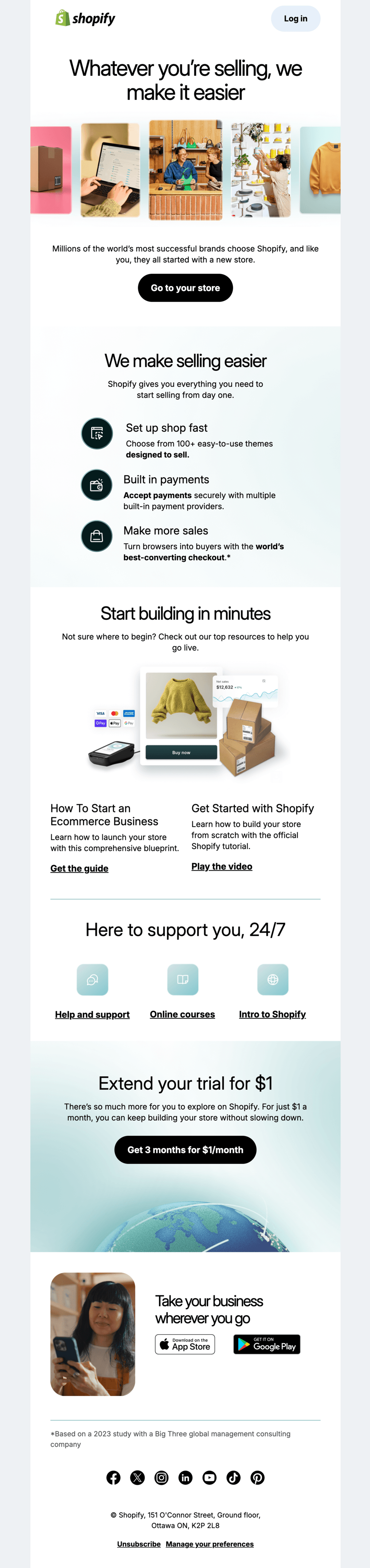 Email screenshot from Shopify