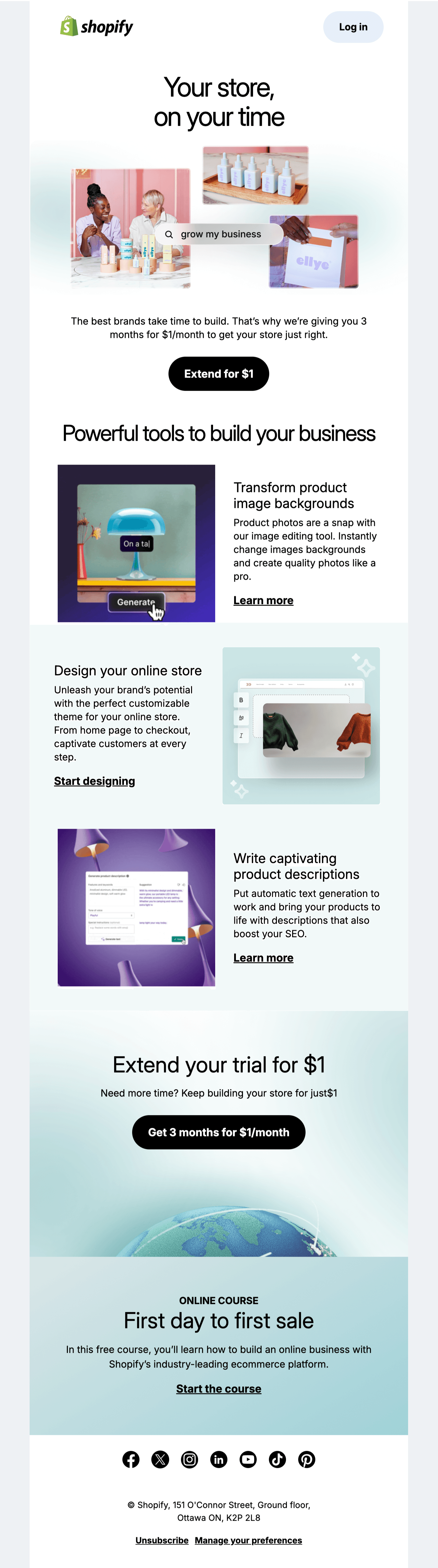 Screenshot of Start setting up your store