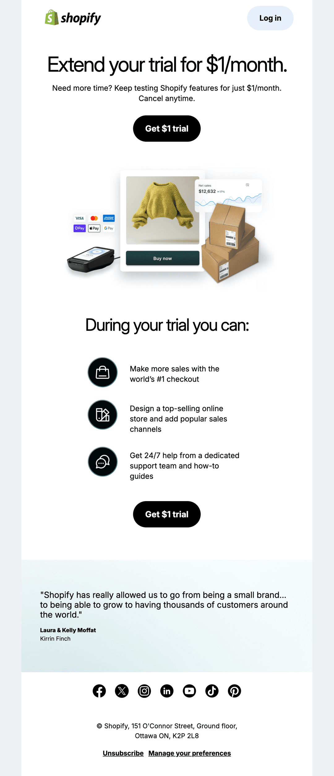 Email screenshot from Shopify