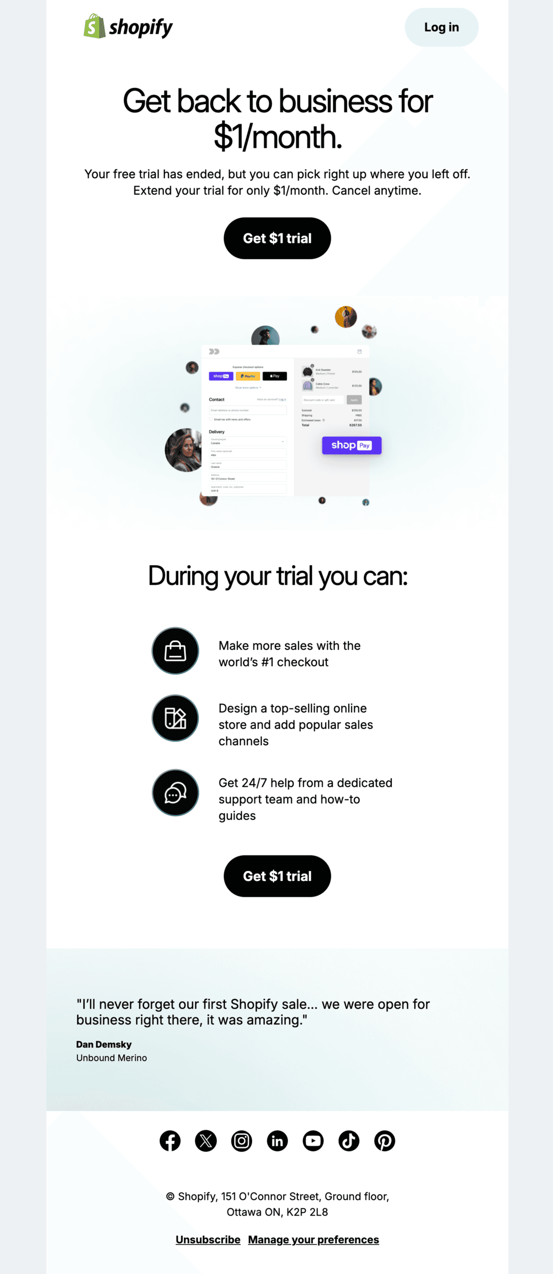 Email screenshot from Shopify