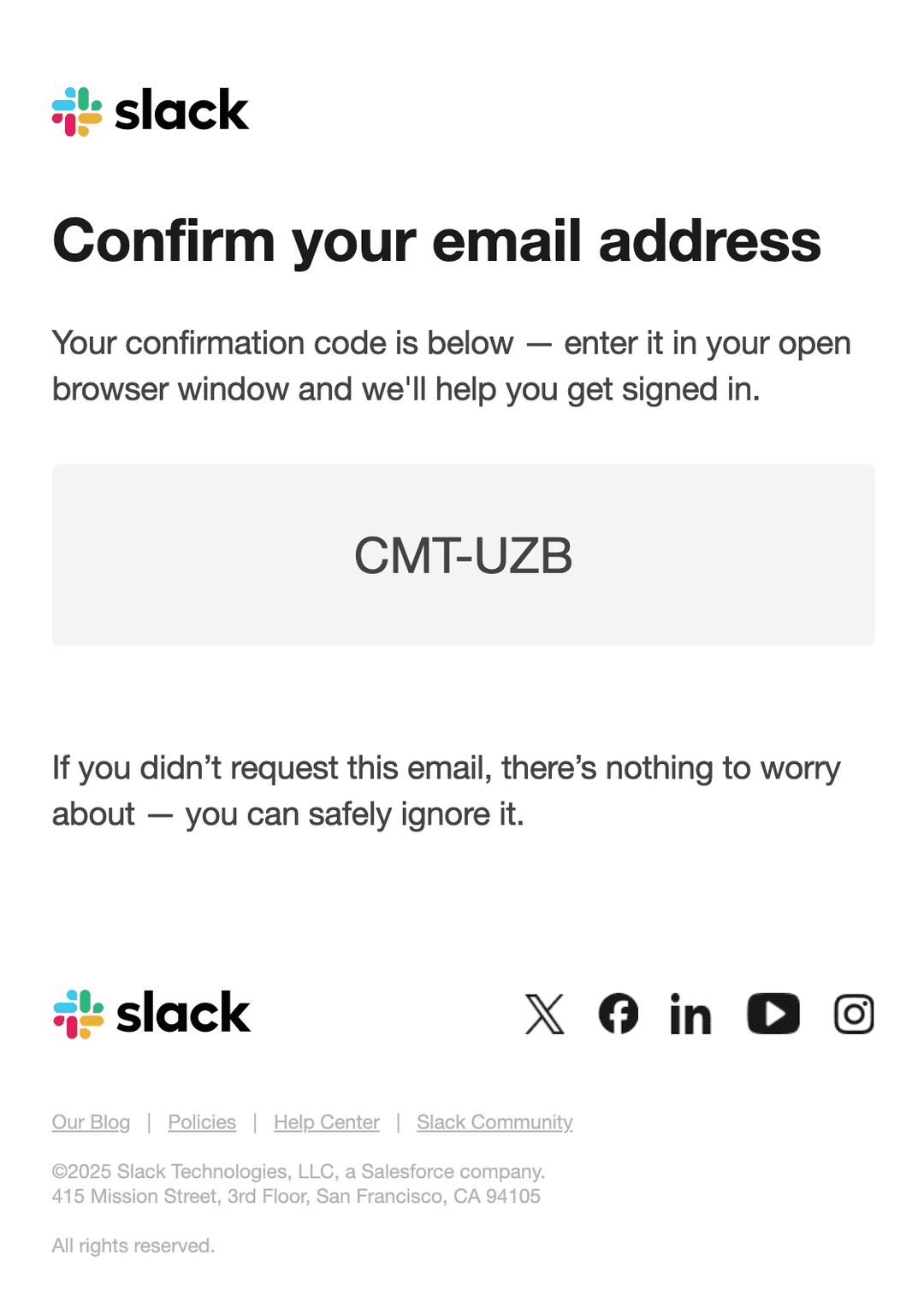 Email screenshot from Slack