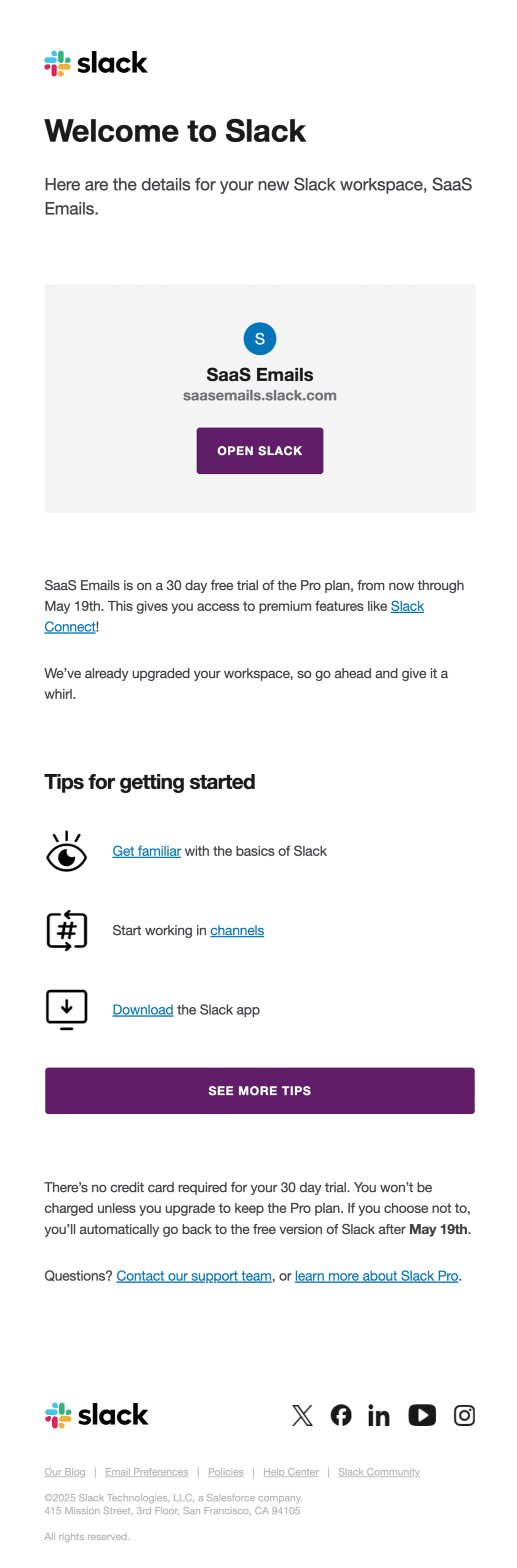 Email screenshot from Slack