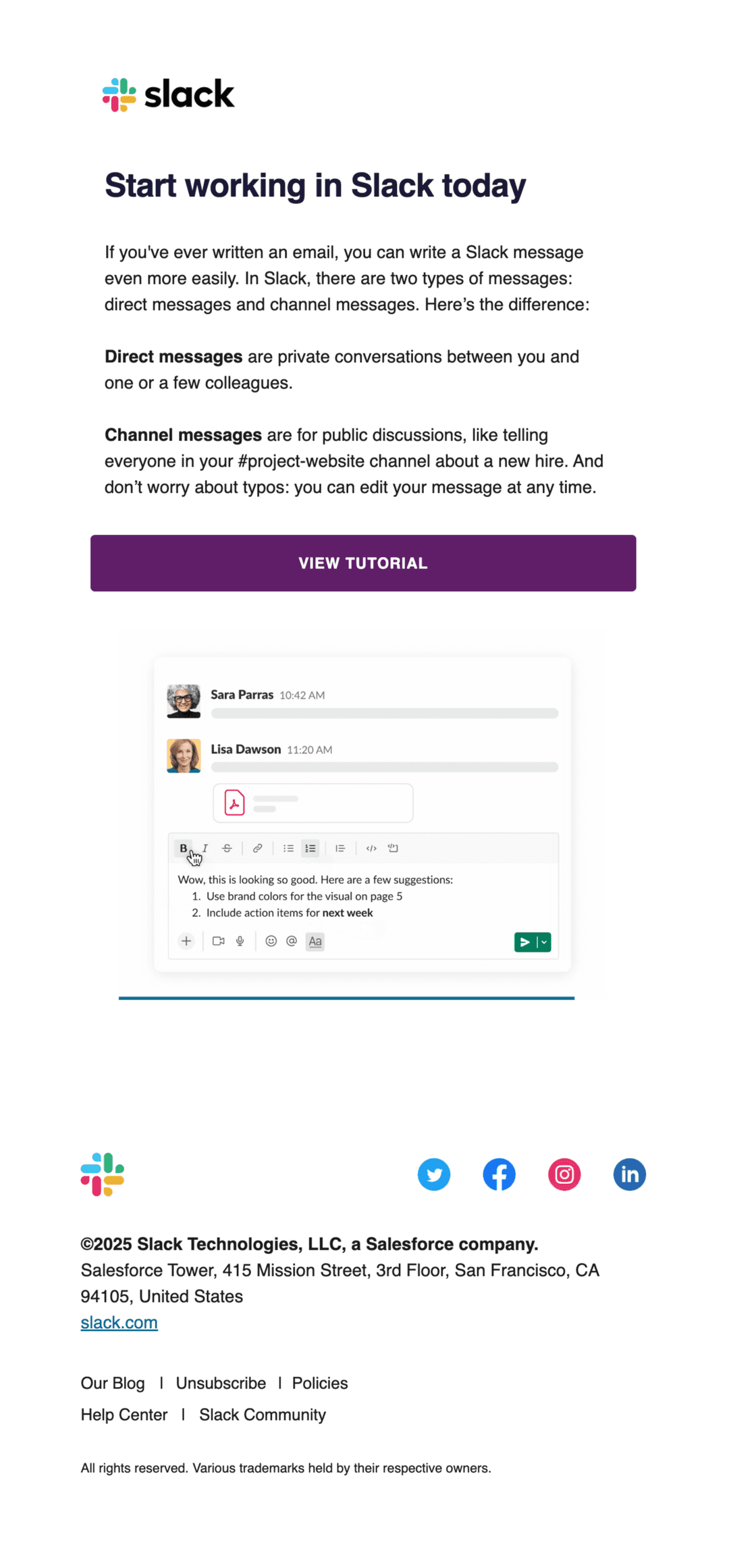 Email screenshot from Slack