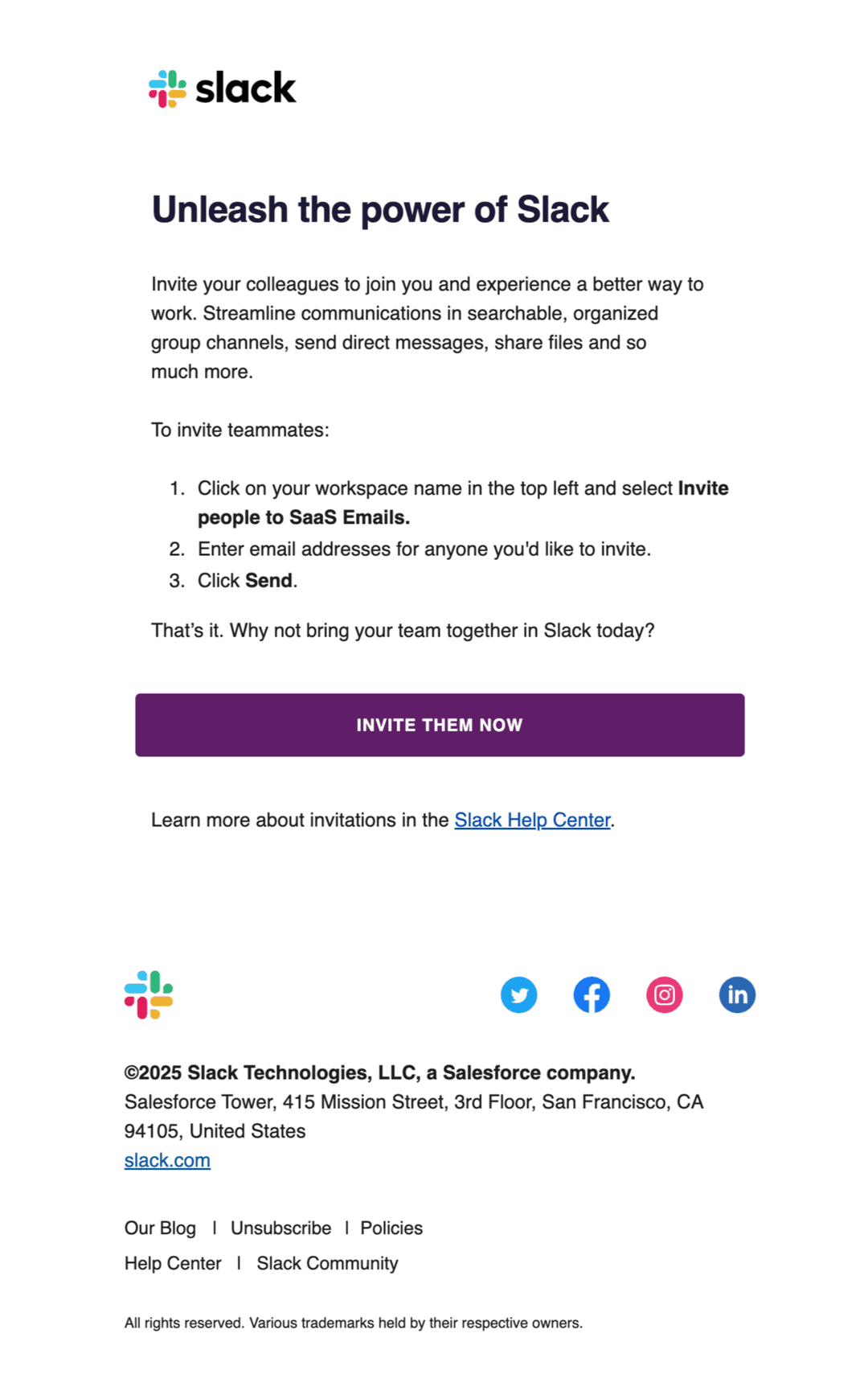 Email screenshot from Slack
