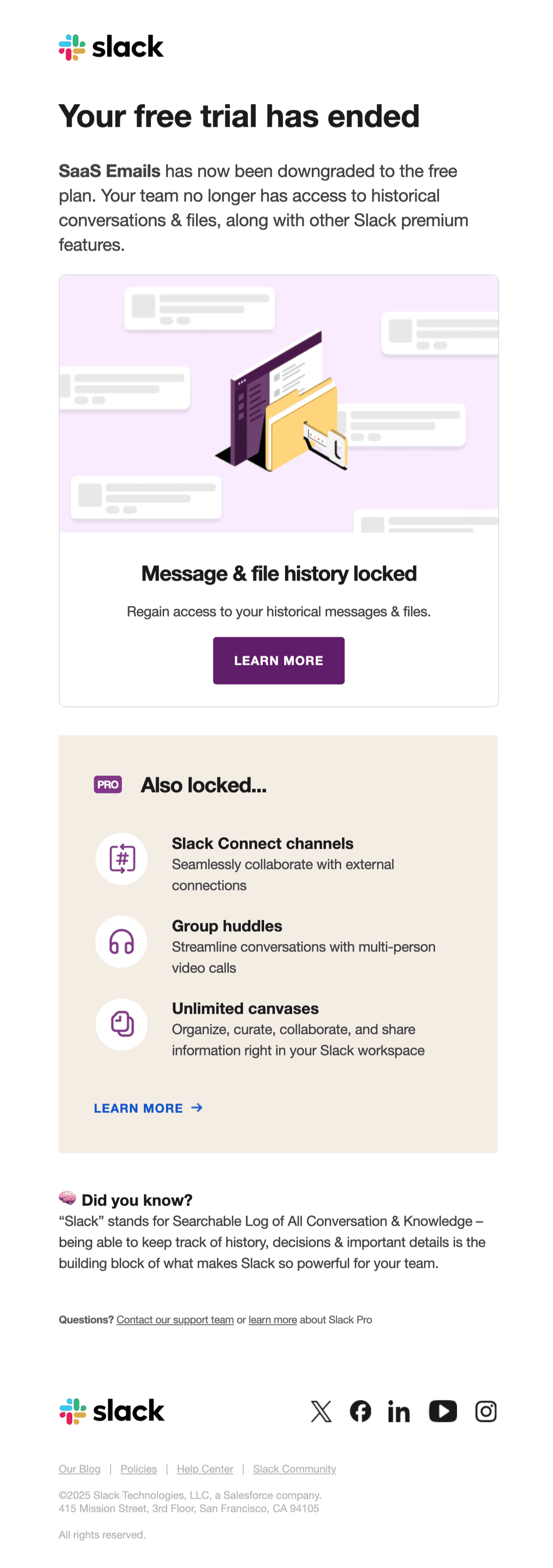 Email screenshot from Slack